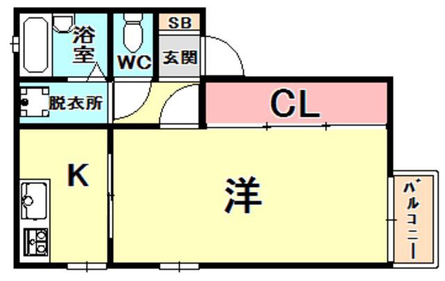 クライネ・ブルーメ(1K/1階)の間取り写真