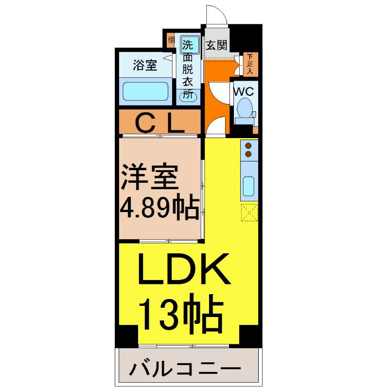 ルーエ千種(1LDK/6階)の間取り写真