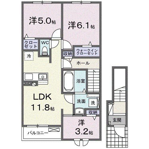 ベル・エクラ I(3LDK/2階)の間取り写真