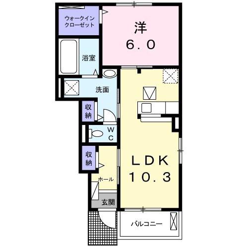 ゴラッソ(1LDK/1階)の間取り写真