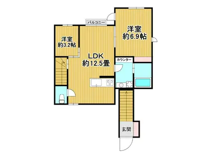 クレールムサシ(1SLDK/2階)の間取り写真