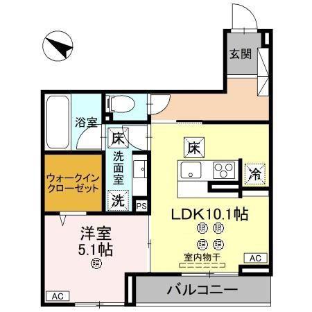 ジョウエイ深町(1LDK/1階)の間取り写真