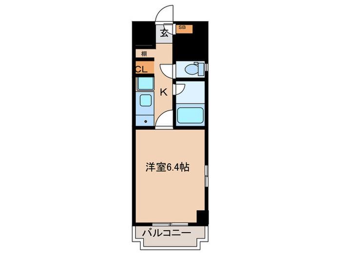 菅栄町プレザーント(1K/6階)の間取り写真