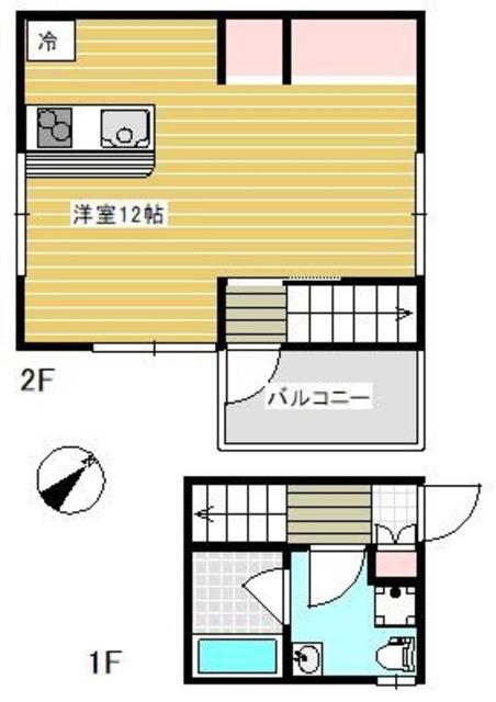 BELLE-VUE FLEUVE A棟(ワンルーム/2階)の間取り写真
