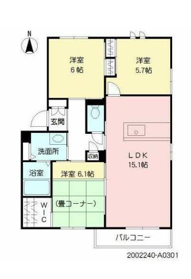 RECOTT中島 (3LDK/3階)の間取り写真