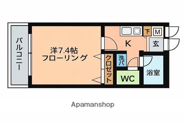 ファインヒル西片江(1K/3階)の間取り写真