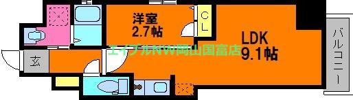 PARK GRANDE 蕃山(1LDK/2階)の間取り写真