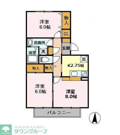 コートエスペランサーA(3K/2階)の間取り写真