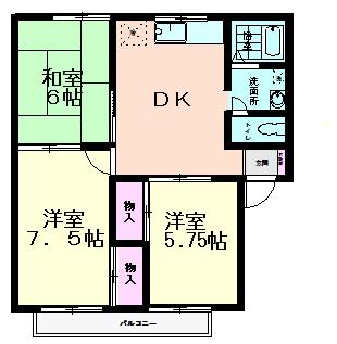 ピュアハイツB(3DK/2階)の間取り写真