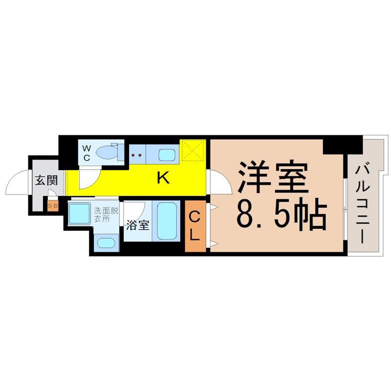 エスカルコート(1K/6階)の間取り写真