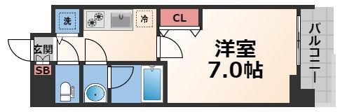 ソルテラス OSAKA イースト GATE(1K/11階)の間取り写真