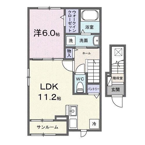 ブリリアント湘南(1LDK/2階)の間取り写真