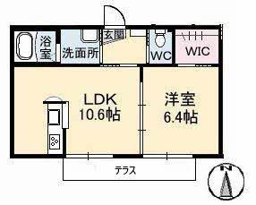 レジェルテC棟(1LDK/1階)の間取り写真