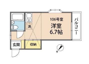 ジュネス有栖川(ワンルーム/1階)の間取り写真