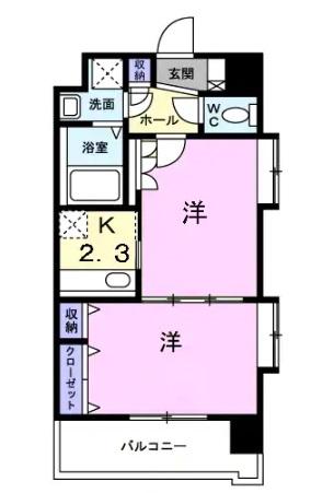 ビエラコート東比恵(2K/6階)の間取り写真