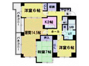 FC新札幌(3LDK/7階)の間取り写真