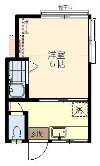 本橋ハイツ(1K/2階)の間取り写真