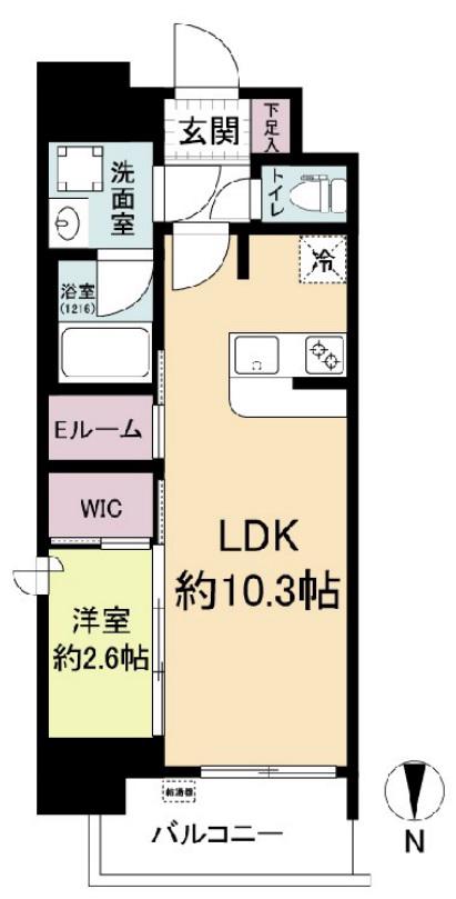 セレニテフラン本町(1LDK/4階)の間取り写真