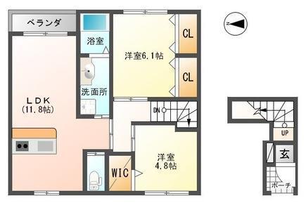 セラヴィII(2LDK/2階)の間取り写真