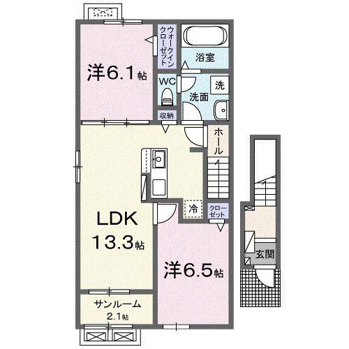 アクティフ I(2LDK/2階)の間取り写真
