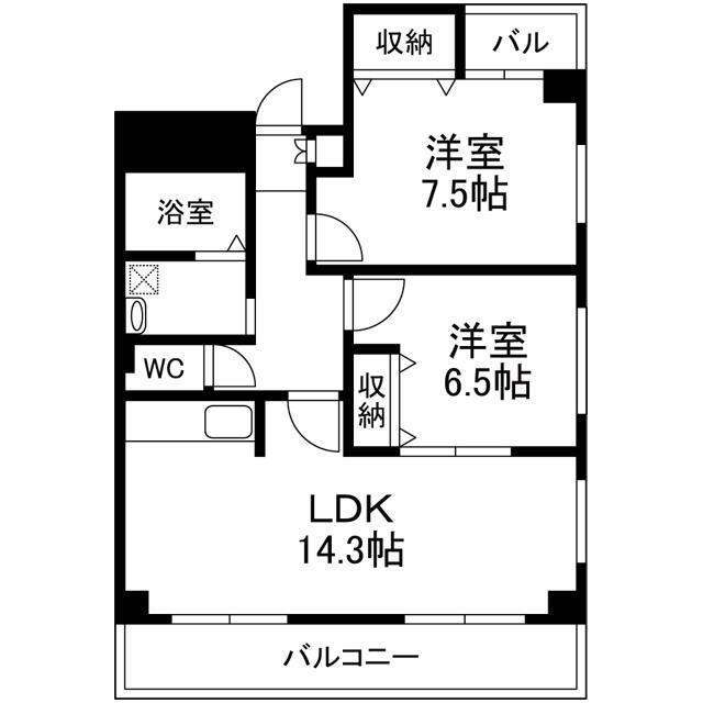 ロイヤルハイツ掛川(2LDK/8階)の間取り写真