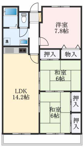 ライブリー高石(3LDK/8階)の間取り写真