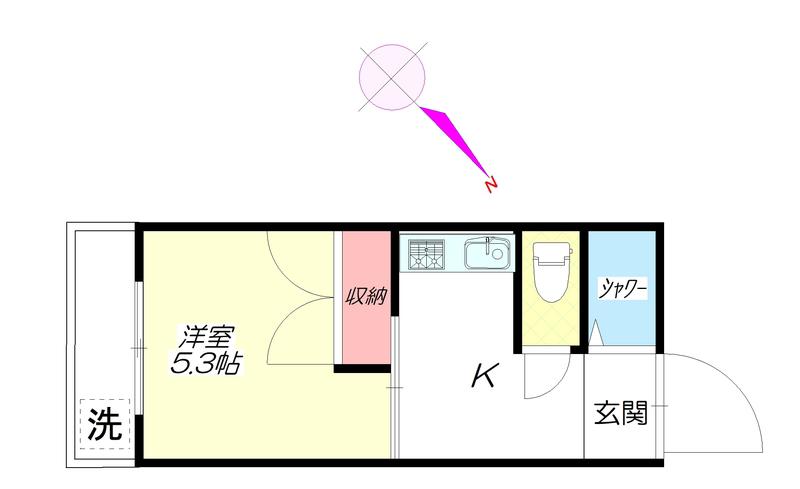 小嶋ハイツ(1K/2階)の間取り写真