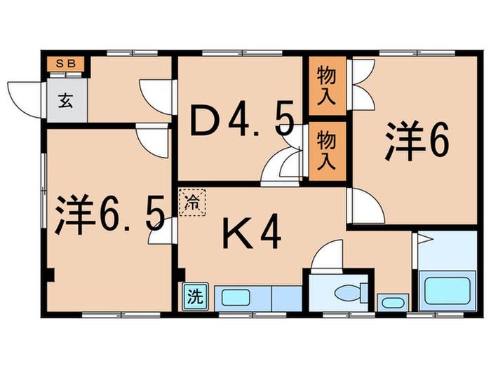 東急目黒線 大岡山駅 徒歩8分 3階建 築44年(2DK/3階)の間取り写真