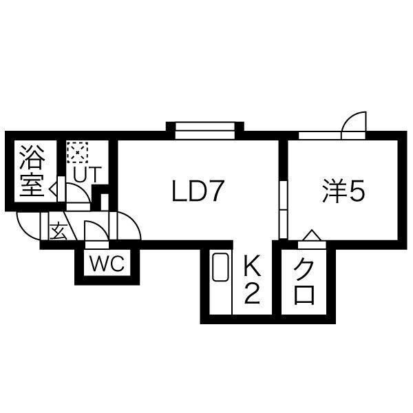 ＪＲ札沼線 新川駅(北海道) 徒歩9分 2階建 築10年(1LDK/1階)の間取り写真