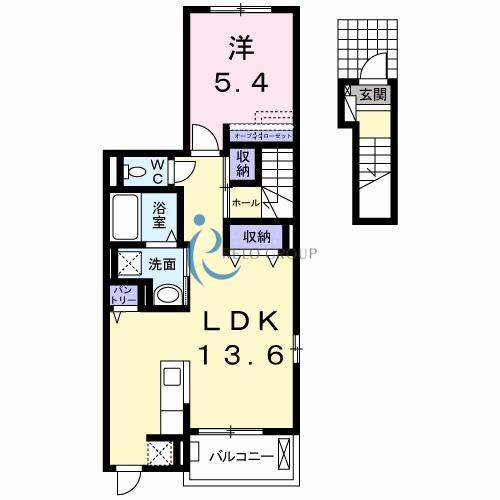 アルムII(1LDK/2階)の間取り写真