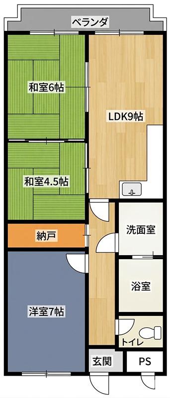 エステル津田(3LDK/5階)の間取り写真