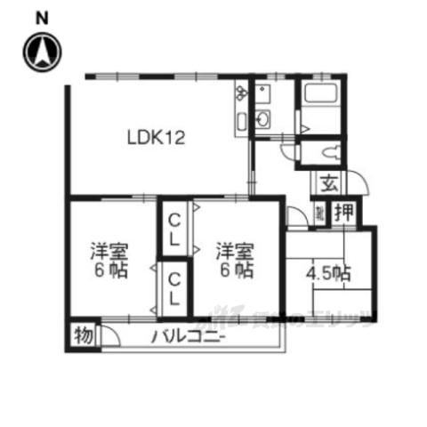 竹の台団地D3棟(3LDK/5階)の間取り写真