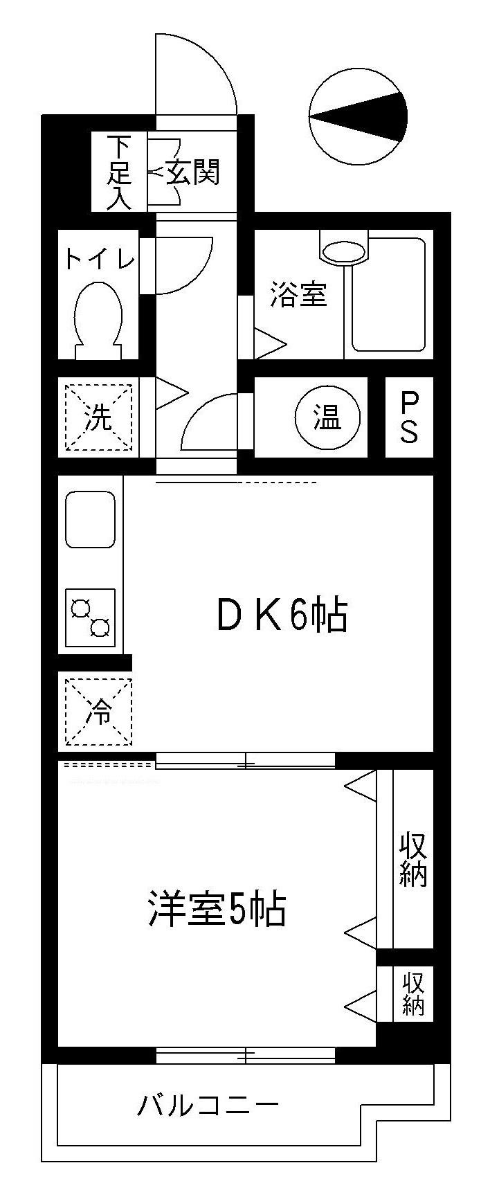 ライオンズマンションフェリス三田(1DK/6階)の間取り写真