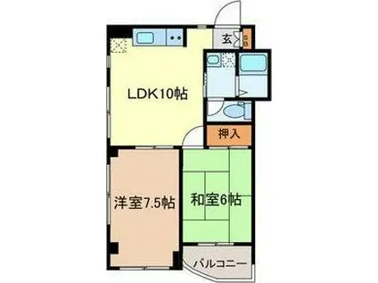 ブルーコート(2LDK/4階)の間取り写真