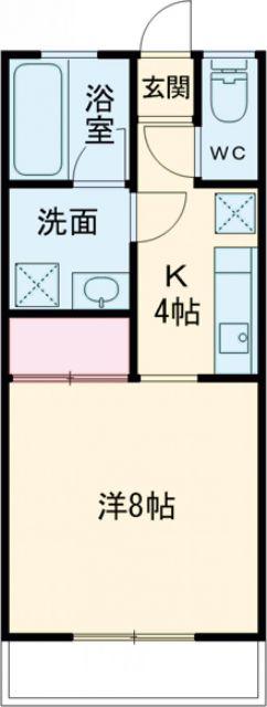 シャレオ2F(1K/2階)の間取り写真