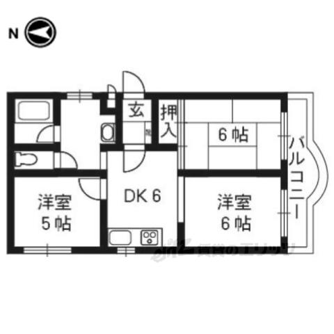 CENICENTA北山(3DK/1階)の間取り写真