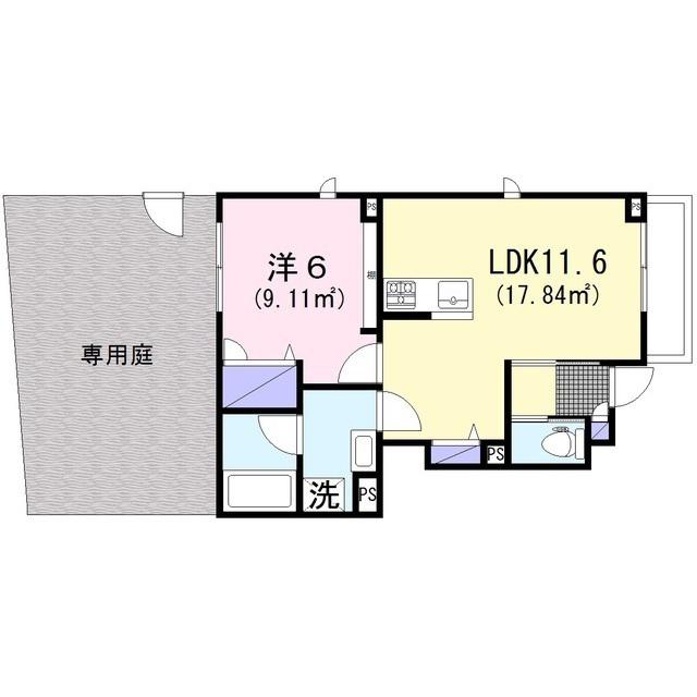 フィオーレ ヴィラ(1LDK/1階)の間取り写真
