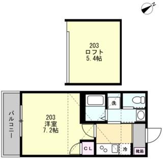 FELICE鵠沼海岸(1K/2階)の間取り写真