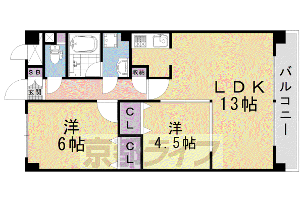アローム山科I(2LDK/2階)の間取り写真