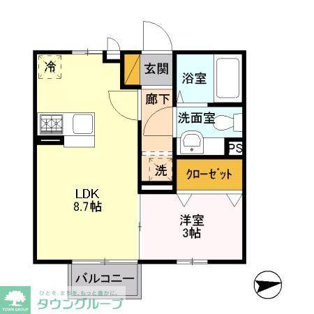 ブルーミングヒル(1LDK/2階)の間取り写真