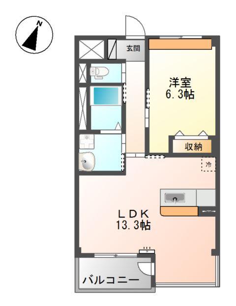 APPARTEMENT EST(1LDK/3階)の間取り写真
