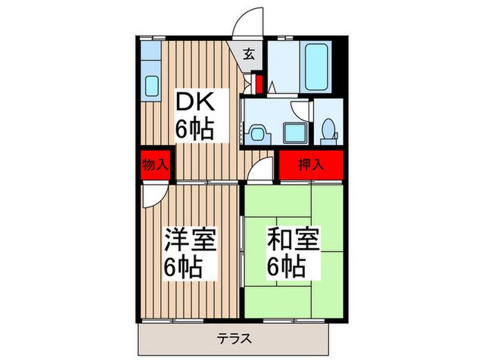 セフィラ野火止A棟(2DK/1階)の間取り写真