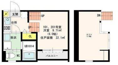 メゾンM(1K/1階)の間取り写真