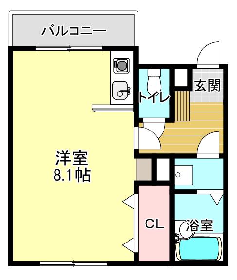 レリブ野口(ワンルーム/2階)の間取り写真