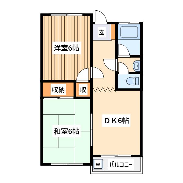 コーポ高根(2DK/2階)の間取り写真