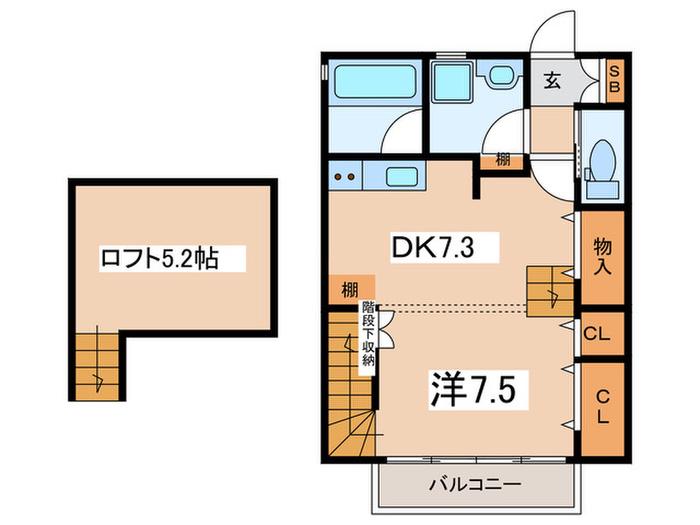 プラージュ(1DK/2階)の間取り写真