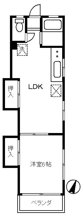第二丸共ビル(1LDK/2階)の間取り写真