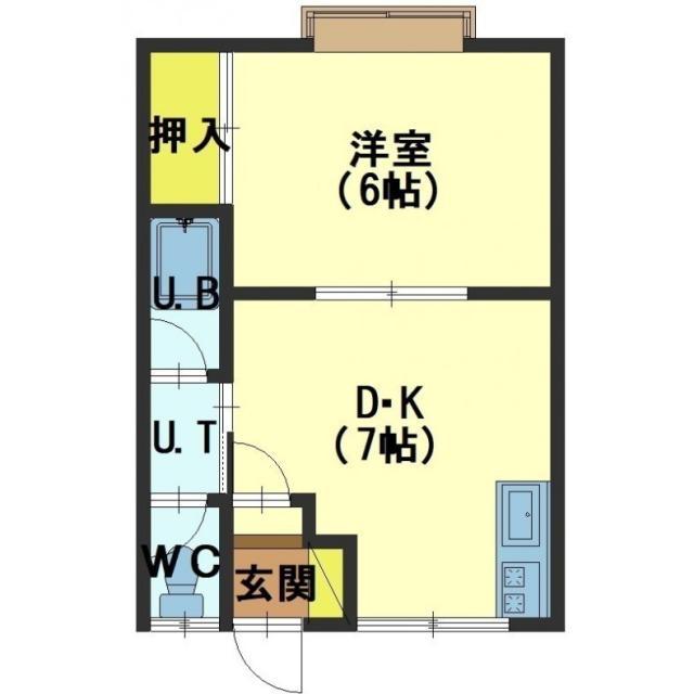 エレガンス日吉(1DK/1階)の間取り写真
