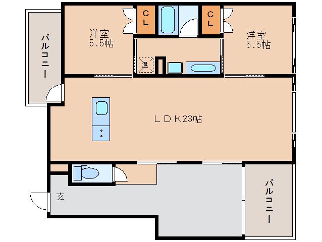 きたまちアパートメント(2LDK/3階)の間取り写真