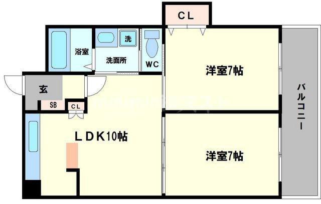 ヴェルコート折鶴(2LDK/5階)の間取り写真